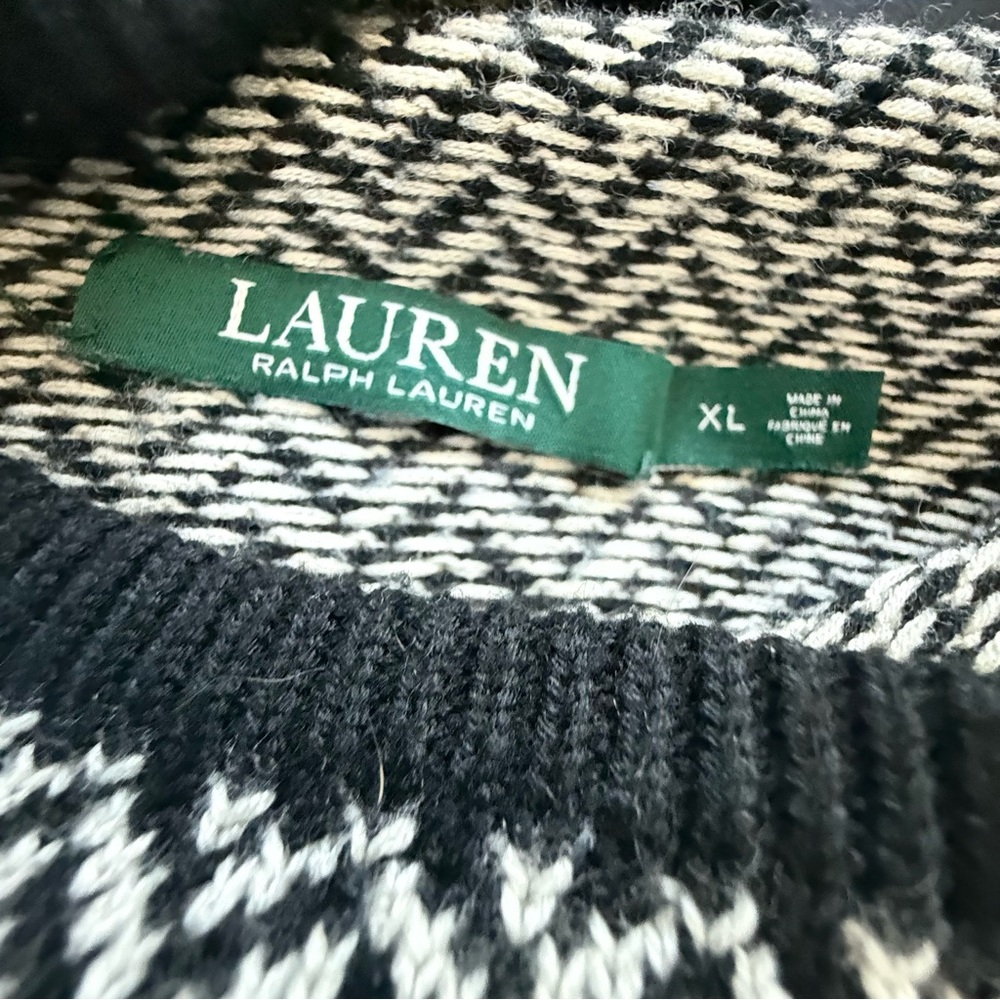 Ralph Lauren‎ Black and White Chevron Turtleneck Sweater XL - Picture 7 of 12
